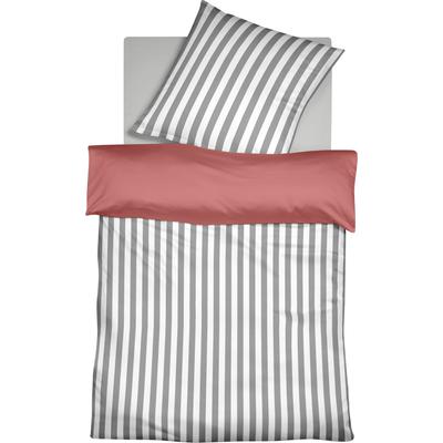 Wendebettwäsche FLEURESSE "Porto", grau (dunkelgrau, cherry rot), B/L: 155cm x 200cm, , Buntgewebe, B/L: 80cm x 80cm, Buntgewebe, Obermaterial: 100% Baumwolle, Bettwäsche, 100% Baumwolle, in Gr. 135x200, 155x220, 200x200cm, Reißverschluss Image