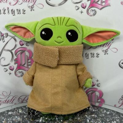 Disney Toys | Disney Baby Yoda Grogu Star Wars Velcro Scarf Green Plush Toy With Tan Coat | Color: Green/Tan | Size: Osbb