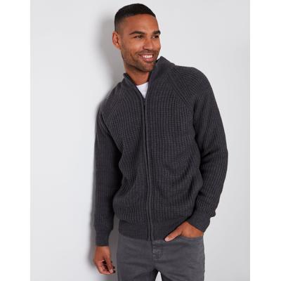 Charcoal Grey Marl Zip Up Microfleece Lined Cardigan