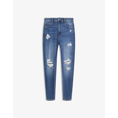 Bershka Ripped Carrot Fit Jeans Men 34 Blue