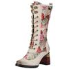 Schnürstiefel LAURA VITA "LAURA VITA Stiefel Leder/Textil", Damen, Gr. 40, beige, Leder, Textil, casual, Schuhe