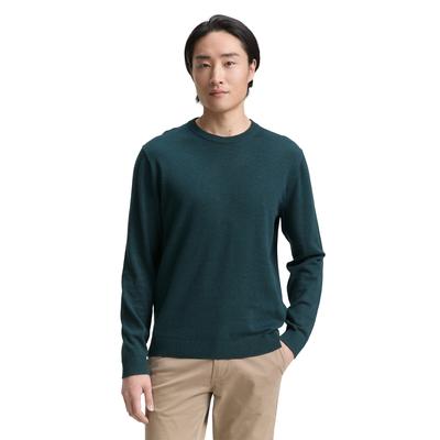 Rundhalspullover TOM TAILOR, Herren, Gr. L, sapphire grün melange, Strick, Obermaterial: 100% Baumwolle, casual, regular fit, Rundhals, Langarm Bündchen, Pullover, mit Logostickerei Image