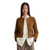 Lederjacke MARC O'POLO "aus softem Ziegen-Veloursleder", Damen, Gr. 38, braun (warm braun), Obermaterial: 100% Leder (Lamm); Füllung: 100% Nicht verfügbar; Futter: 100% Polyester, unifarben, modisch, regular fit, Langarm blind abgesteppte Kante,...