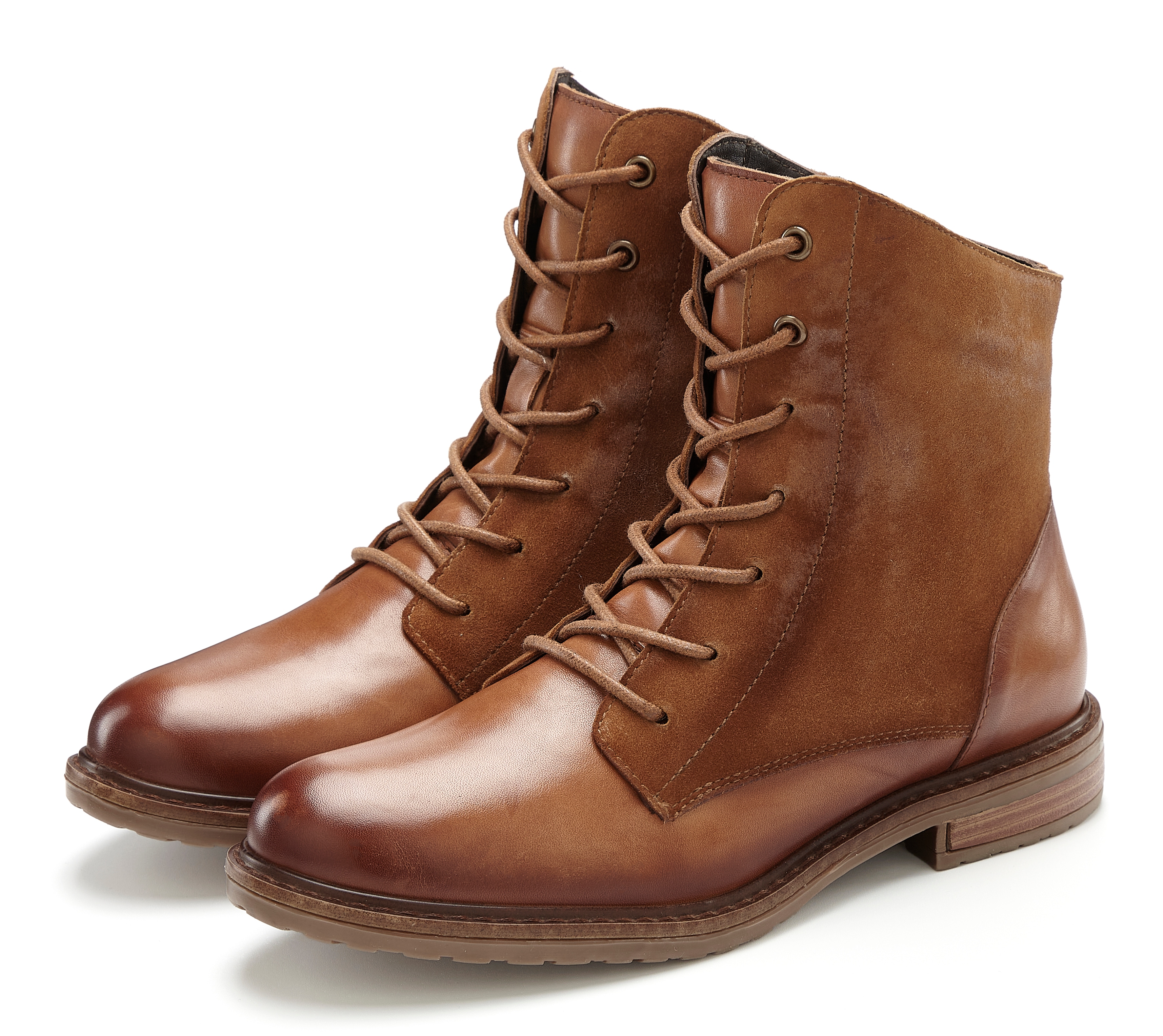 Stiefelette LASCANA "Boots", Damen, Gr. 40, braun (camelfarben), Obermaterial: 100% Rindsleder. Futter: 100% Schafsleder. Decksohle: 100% Schafsleder. Laufsohle: 100% Synthetik, unifarben, Schuhe, aus Leder