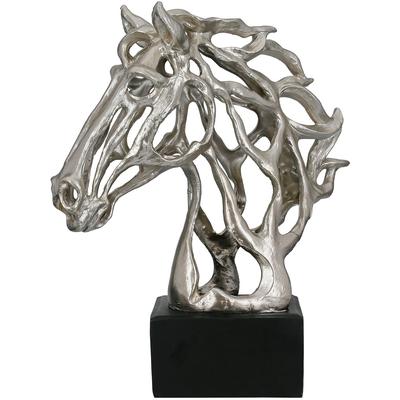 Dekoobjekt CASABLANCA BY GILDE "Skulptur Pferd Cheval silberfarben H. 39,5 cm", silber (silberfarben), B:31cm H:39,5cm T:15cm, Kunstharz, Dekofiguren Image