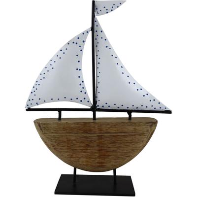 Dekofigur AM DESIGN "Schiff aus Mangoholz und Metall", braun, B:5cm H:27cm T:27cm, Dekofiguren, Osterdekoration in zwei Größen Image