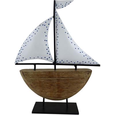 Dekofigur AM DESIGN "Schiff aus Mangoholz und Metall", braun, B:6cm H:35cm T:35cm, Holzwerkstoff, Metall, Dekofiguren, Osterdekoration in zwei Größen Image