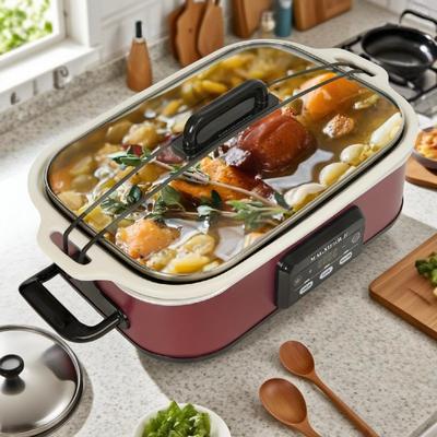 Red Digital slow cooker with Ceramic Inner Liner