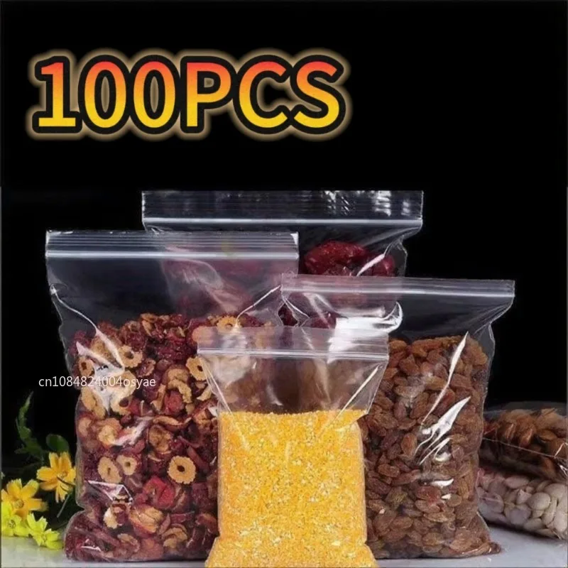 100 teile/paket Hohe Klare PE Zip-Lock Beutel Wiederverschließbare Kunststoff Zucker Süßigkeiten Getrocknete Früchte Pulver Bücher Geschenke Cookies Beutel Image