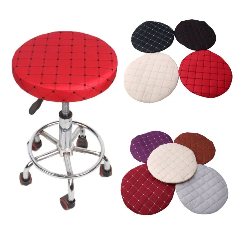 1Pcs 33cm Elastische Runde Stuhl Kissen Abdeckung Home Küche Büro Stuhl Sitz Pads Barhocker Abdeckung Abnehmbare Drehstuhl abdeckung Matte Image