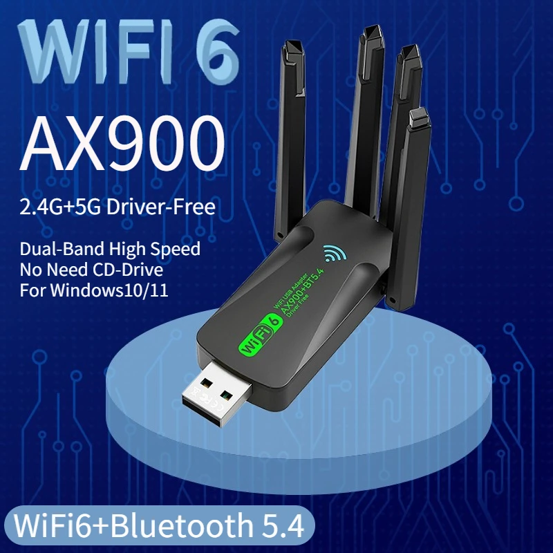 2IN1 AX900 WIFI6 Bluetooth 5,4 USB Wireless Adapter 2,4G/5Ghz 900Mbps Dual Band 4-Antennen WiFi Netzwerk Karte Dongle Für Win 10/1 Image
