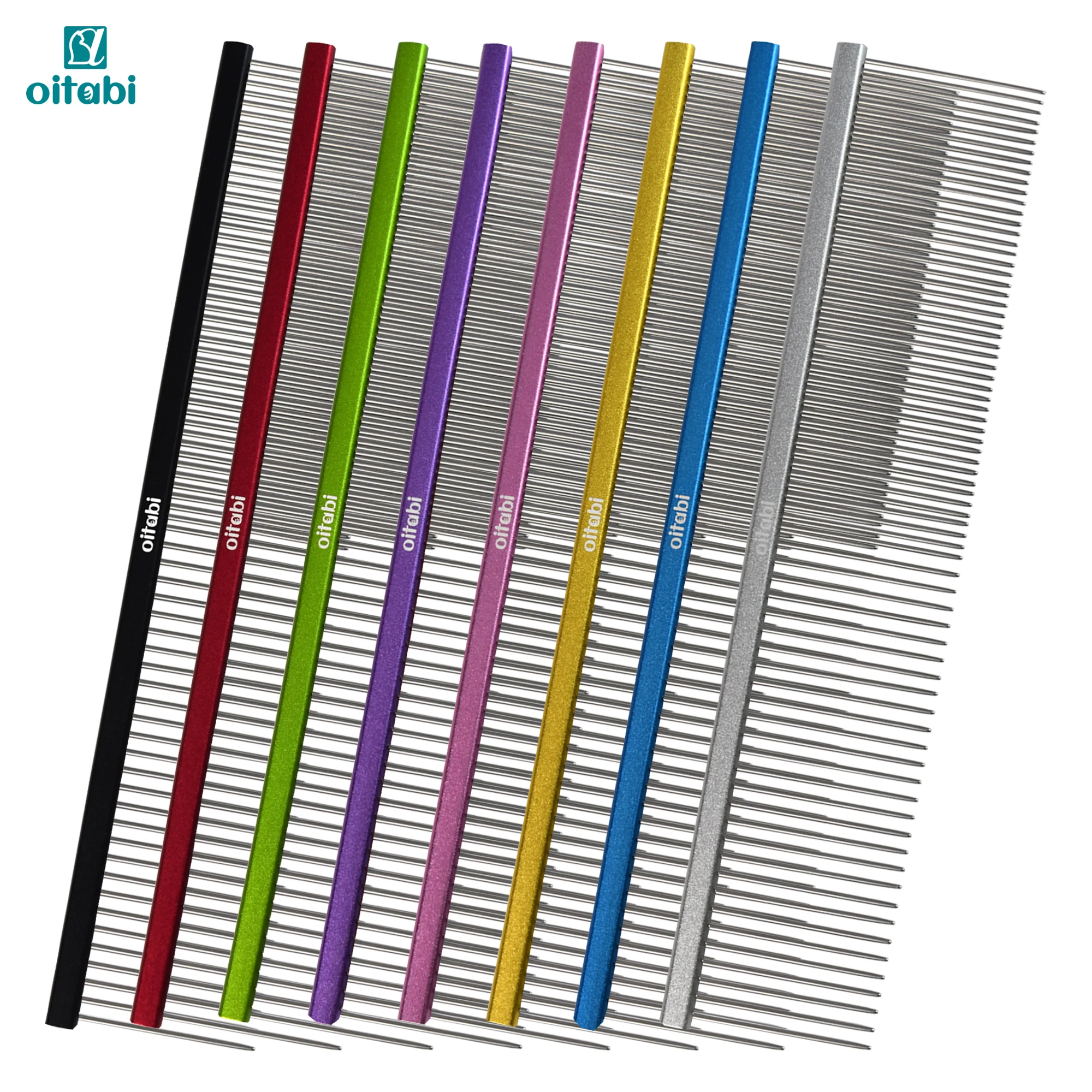 Oitabi Professioneller Tierpflegekamm zum Entfernen von Verfilzungen, Verhindert Knoten und Mattenbildung, Langzahniger Kamm für Lang- und Kurzhaarige Haustiere Image