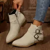 Neue Herbst frauen Leder Stiefel Gürtel Schnalle Outdoor Schuhe Mode Spitz Hohe Stiefel Casual Bequeme frauen Schuhe