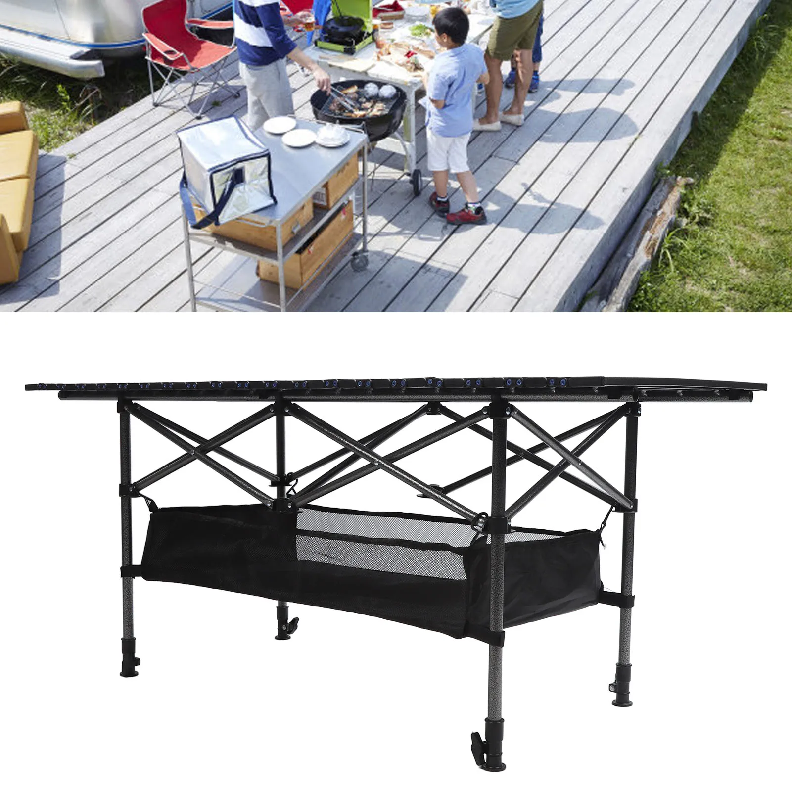 Tavolo pieghevole da esterno Tavolo pieghevole compatto Tavolo da campeggio portatile in acciaio al carbonio Tavolo multifunzionale Tavolo da campeggio da picnic