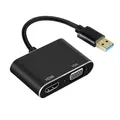 Convertitore VGA compatibile da USB 3.0 a HDMI con audio 1080P Adattatore VGA compatibile da USB a HDMI 2 in 1 o PC portatile Windows 7/8/10
