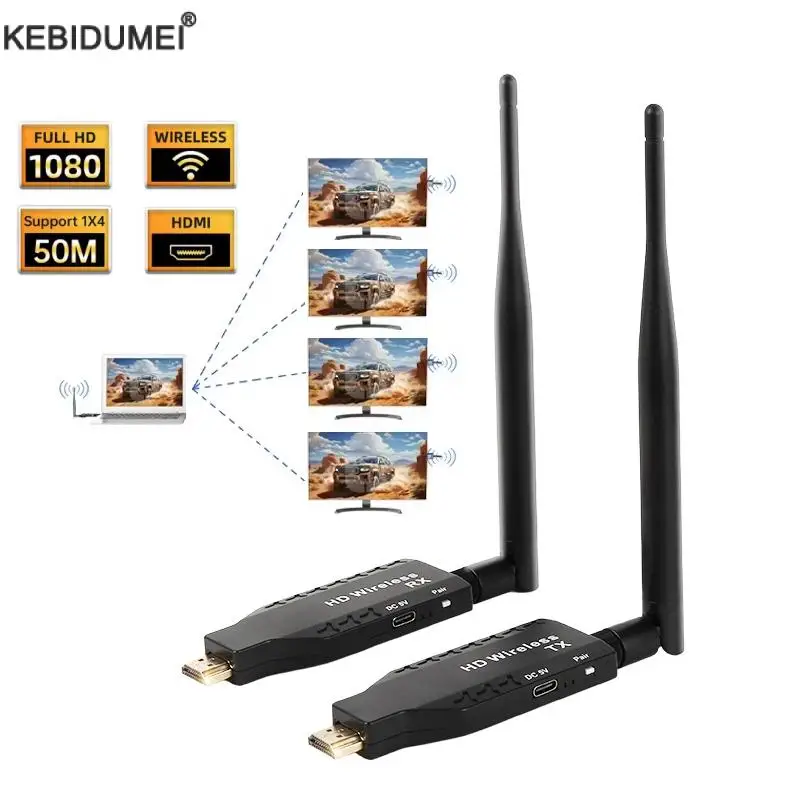 50M Wireless HDMI-Kompatibel Extender Video Sender und Empfänger Adapter 1080P Bildschirm Teilen Schalter für PS4 Zu Monitor Image