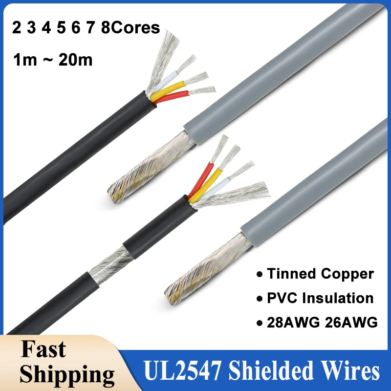28/26AWG UL2547 Abgeschirmtes Draht-Signalkabel 2 3 4 5 6 7 8 Kern PVC-isolierter Kanal Audio-Kopfhörer-Kupfer-Steuerungsabschirmdraht Image