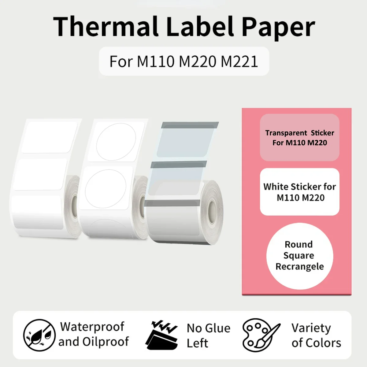 Thermoetiketten Papieraufkleber Weißes und transparentes Etikettenpapier für M110/M221/M220/M120/M200/M110S für Logo, Adresse Image