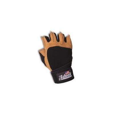 Schiek Sports Power Gel Gloves with Wrist Wraps in Tan / Black H-425 Size: L (9"" - 10"")