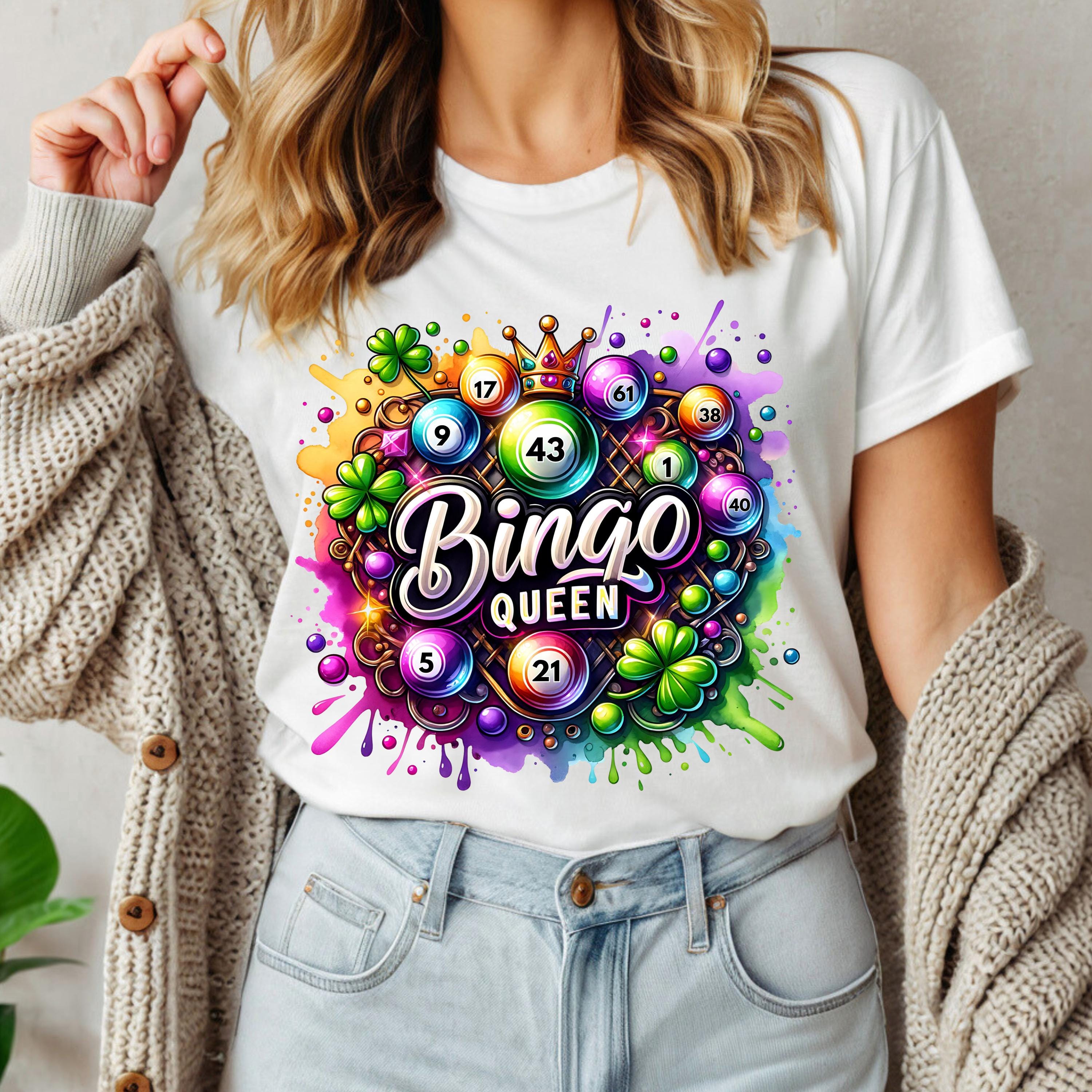 Bingo Queen PNG Bingo Lover T-Shirt Design a Sublimazione Download Digitale png Istantaneo SOLO DIGITALE, Design alla Moda, Bingo png, Design T-Shirt