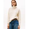 Rollkragenpullover TOMMY HILFIGER "SOFT WOOL CABLE ROLL-NK LS SWT", Damen, Gr. XL (42), heather oatmilk, Strick, Obermaterial: 100% Wolle, meliert, casual, normal, Langarm, Pullover, mit Zopfmuster, aus reiner Wolle