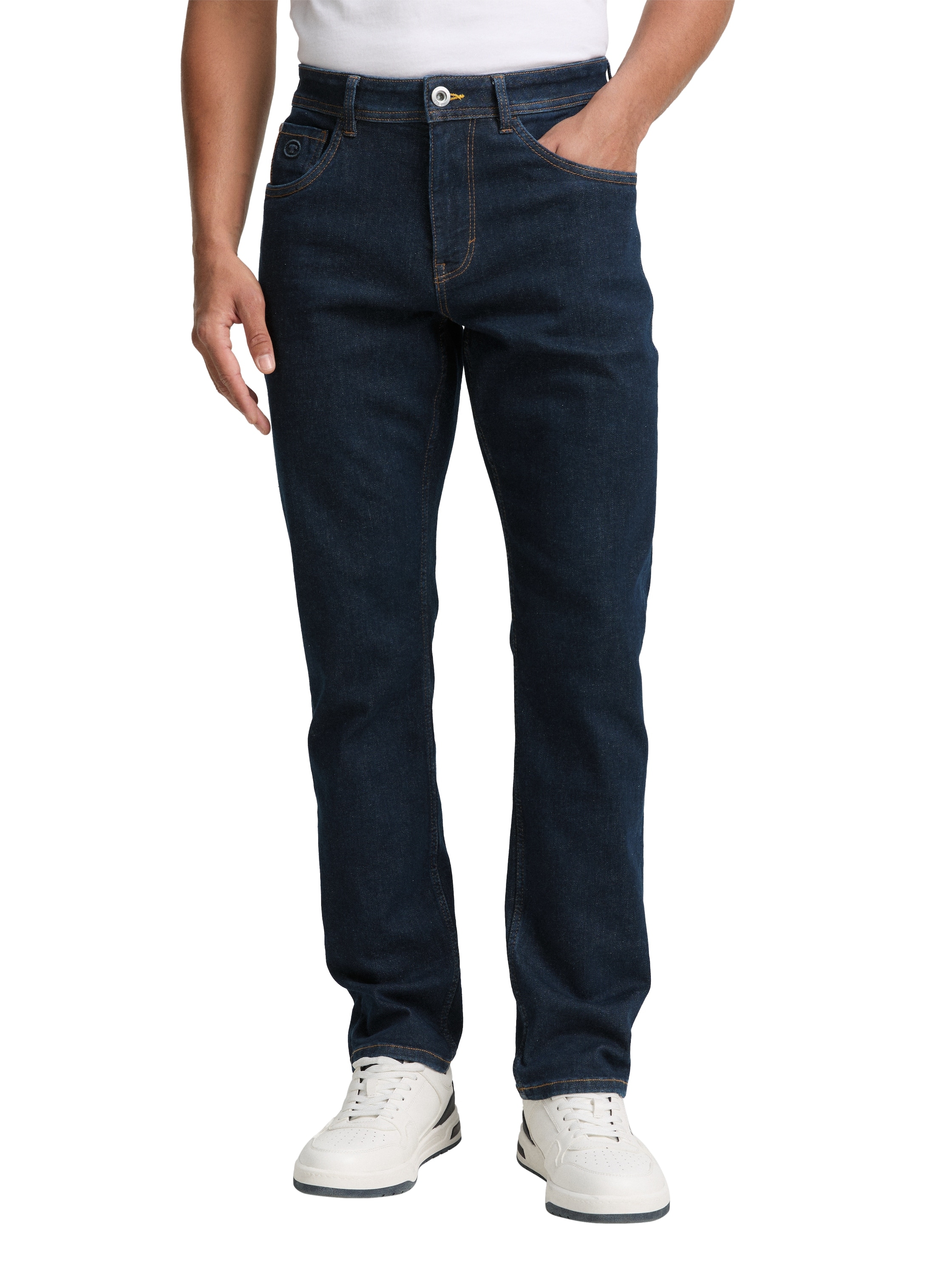 Slim-fit-Jeans TOM TAILOR, Herren, Gr. 33, Länge 32, blau (rinsed blau denim32), Denim/Jeans, Obermaterial: 92% Baumwolle, 6% Polyester, 2% Elasthan, unifarben, slim fit knöchellang, Jeans Slim-fit-Jeans, im Five-Pocket Style