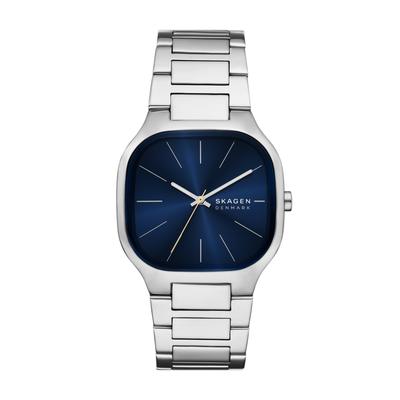Quarzuhr SKAGEN "MELLEM", edelstahlfarben, dunkelblau, Armbanduhren, Herren, Armbanduhr, Herrenuhr, Edelstahlarmband, analog Image