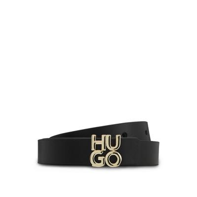 Ledergürtel HUGO "HU-GO Sz20", Damen, Gr. 80, schwarz (schwarz 001), Leder, unifarben, casual, Gürtel, mit zweireihiger HUGO-Schließe Image