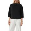 Sweatshirt S.OLIVER BLACK LABEL, Damen, Gr. 34, schwarz, Sweatware, Obermaterial: 49% Modal, 45% Polyester, 6% Elasthan, unifarben, casual, relaxed fit taillenbedeckt, Wasserfallausschnitt, 3/4-Ärmel Bündchen, Sweatshirts, mit Wasserfall Ausschnitt