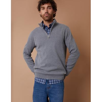 Grey Knitted Quarter Zip Jumper
