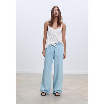 Stradivarius D35 Loose-fitting drawstring jeans MEDIUM LIGHT BLUE DENIM XS