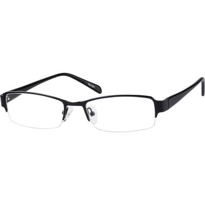 Zenni Men's Classic Rectangle Prescription Glasses Half-Rim Black Plastic Frame