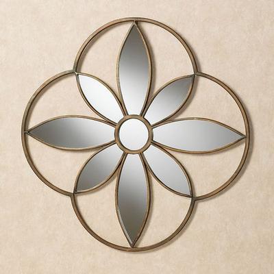 Enchanting Bloom Mirrored Wall Art Antique Gold , Antique Gold