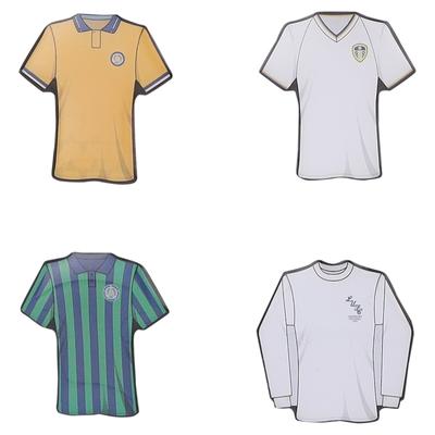 Leeds United Retro-Trikot-Anstecker-Set (4er-Pack) Image