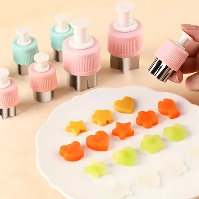 Vegetable Fruit Shapes Cutter Set for Kids Lunch Bento Box Decorating Cookie Stamps
