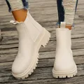 Nuovi stivaletti Chelsea autunno inverno donna piattaforma marrone nero beige bianco stivaletti per donna pelliccia corta scarpe punk gotiche robuste