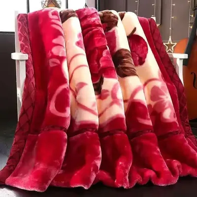 Fleece Blanket Plush Blanket King Size Heavy Mink Blanket Silky Soft and Warm 2 Ply A&B Printed Raschel Bed Blanket Rose/Peony