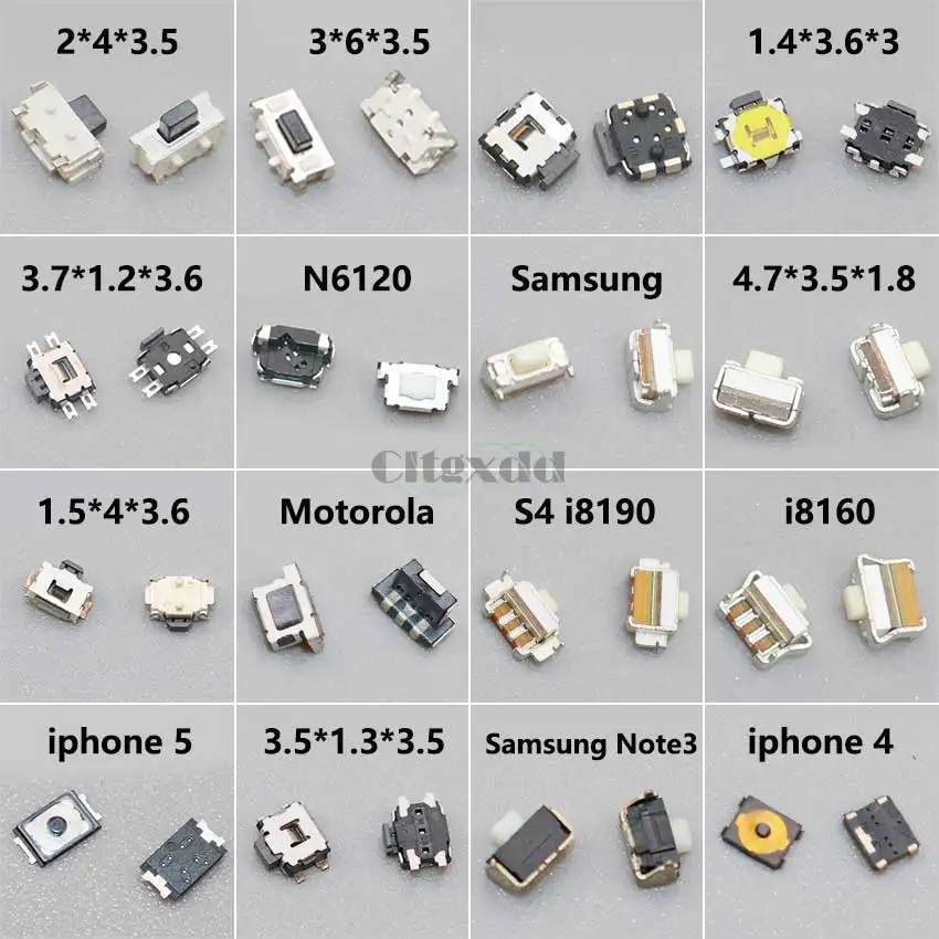 10PCS 2*4*3,5 3*6*3,5 Tactile Tact Push Button Micro Schalter für Samsung S2 S3 S4 Note3 I8190 I8160 Nokia Lenovo HTC Xiaomi Moto Image