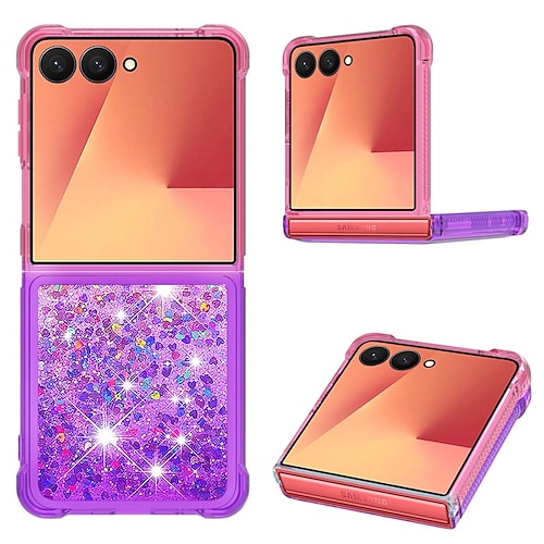 Handy Hülle Handyhüllen Für Samsung Galaxy Z Flip 7 Z Flip 6 Z Flip 5 Z Flip 4 Rückseite Brieftaschenhülle Bling Glitzer glänzend Stoßfest Farbverläufe PC Image