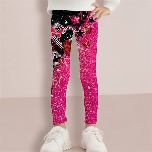 Mädchen 3D Schmetterling Stern Hose Leggings Frühling Herbst Niedlich Basic Kinder 4-12 Jahre Outdoor Lässig Täglich Normale Passform Image