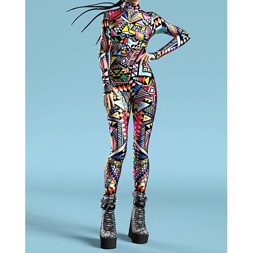 Gemusterte Zentai-Anzüge Cosplay Kostüm Bodysuit Drucken Karnevalskostüm Ganzkörperanzug Herren Damen Jungen Sexy Kostüm Halloween Kostüm für Leistung Party Maskerade Kinder Erwachsene Image