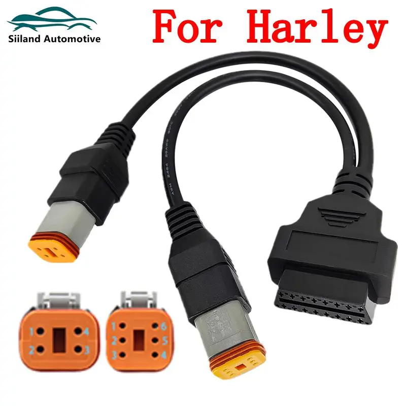 Für Harley 4 pin 6 pin 2in1 Adapter Motorrad Lokomotive Diagnose Kabel ELM 327 OBD 2 4pin 6pin OBD2 diagnose Scanner Werkzeug Image
