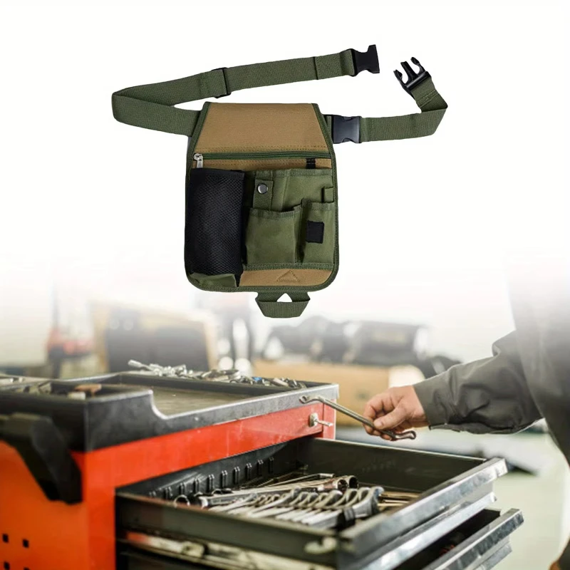 Multifunktionale Gartenwerkzeugtasche, Gürtelschürze mit mehreren Taschen für Gartenarbeit, Sanitär, Gartenbau, Holzbearbeitung, Heimwerken Image