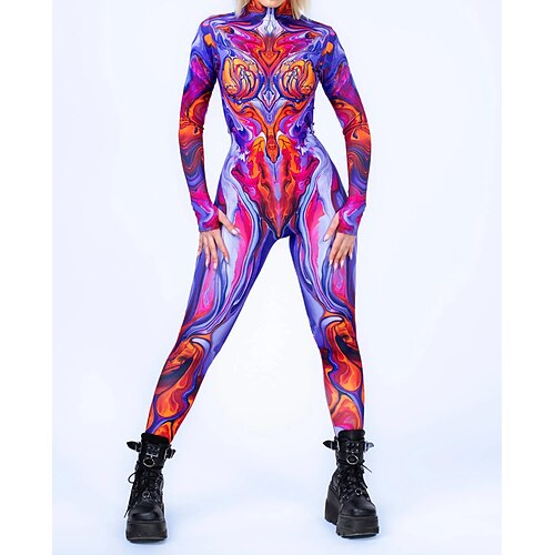 Gemusterte Zentai-Anzüge Cosplay Kostüm Bodysuit Drucken Karnevalskostüm Ganzkörperanzug Herren Damen Jungen Sexy Kostüm Halloween Kostüm für Leistung Party Maskerade Kinder Erwachsene Image