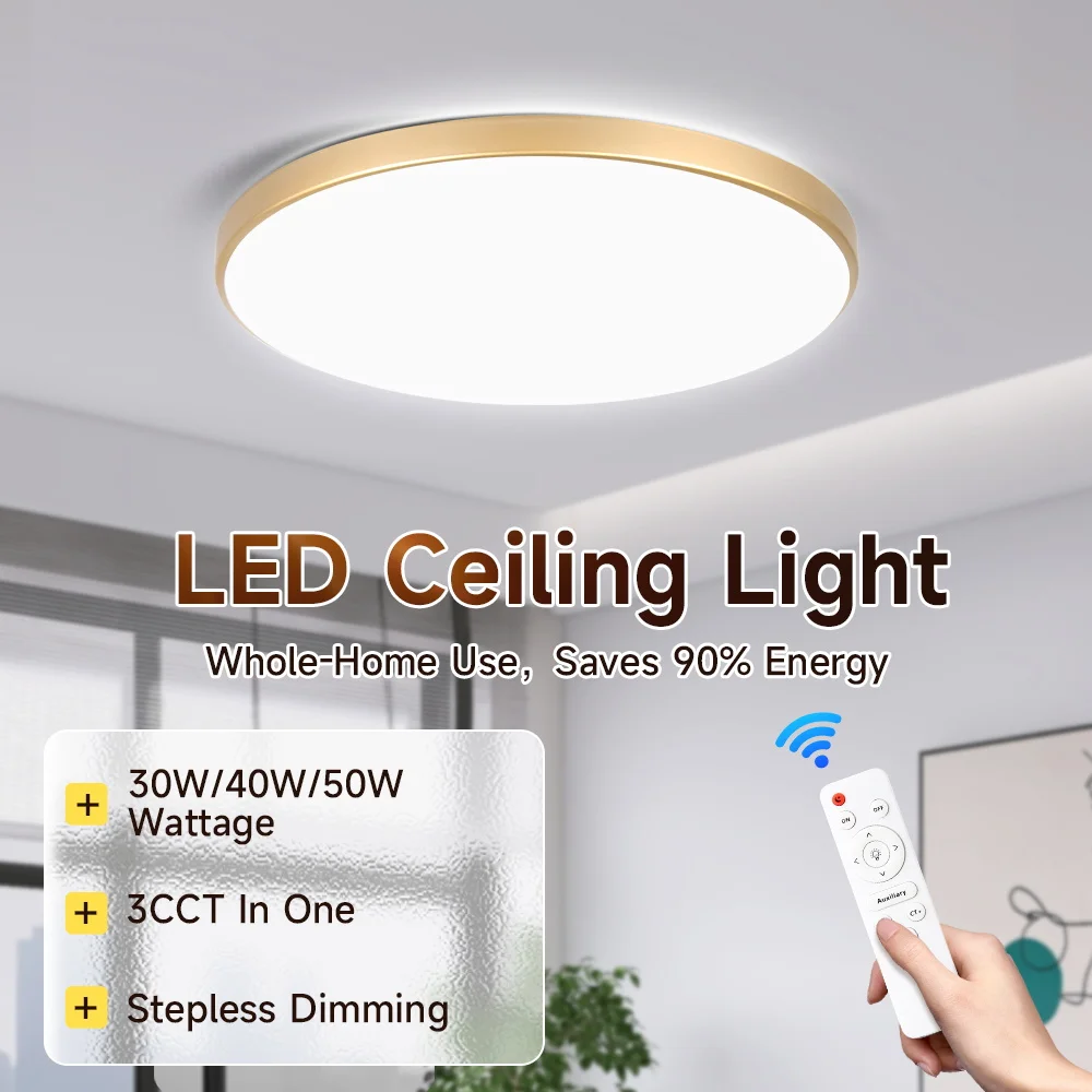 Led-deckenleuchte Fernbedienung Deckenleuchte Dimmbare Gold Panel Licht für Wohnzimmer Schlafzimmer Badezimmer Arbeitszimmer Beleuchtung