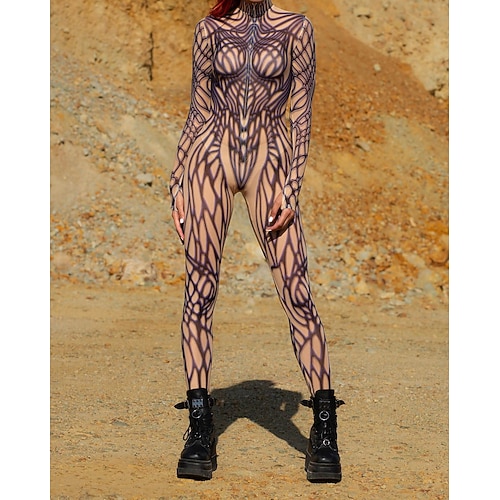 Gemusterte Zentai-Anzüge Cosplay Kostüm Bodysuit Drucken Karnevalskostüm Ganzkörperanzug Herren Damen Sexy Kostüm Halloween Kostüm für Leistung Party Maskerade Erwachsene Image