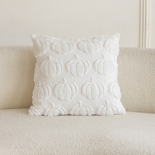 Herbst Kissenbezug 18 x 18 Zoll Kürbis Kissenbezug für Thanksgiving und Halloween Dekoration, rostbeige und weiß, Sofabett Dekor Image