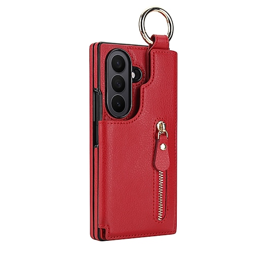 Handy Hülle Handyhüllen Für Samsung Galaxy Z Fold 7 Z Fold 6 Z Fold 5 Z Fold 4 Rückseite Ständer Kartenfach Ringverschluss Retro TPU PU-Leder Image