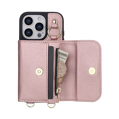 Handy Hülle Handyhüllen Für iPhone 17 Pro Max 17 Air 16 15 14 Pro Max Plus 16e 13 Pro Max Rückseite Magnetisch mit Trageriemen Kartenfach Retro TPU PU-Leder Image