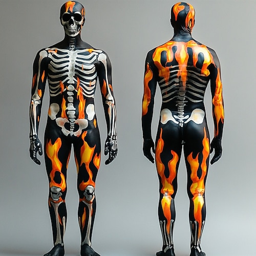 Gemusterte Zentai-Anzüge Cosplay Kostüm Maske Drucken Karnevalskostüm Ganzkörperanzug Herren Damen Jungen Sexy Kostüm Halloween Kostüm für Leistung Party Maskerade Kinder Erwachsene Image